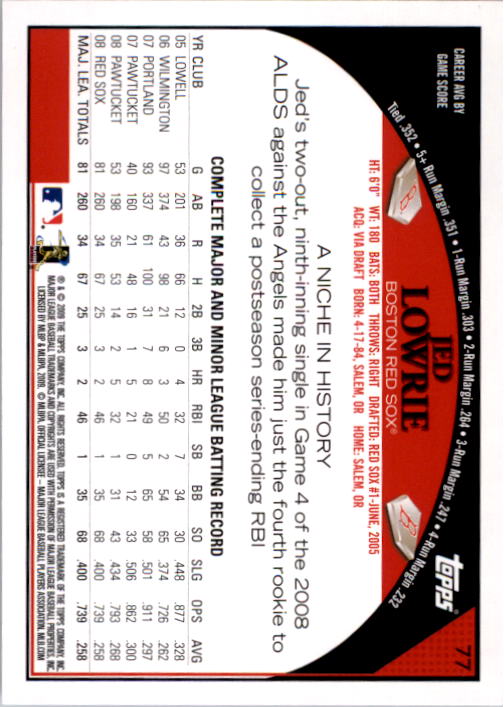 A1809- 2009 Topps Baseball Card #s 1-251 +Rookies -You Pick- 15+ FREE US SHIP - Picture 153 of 499