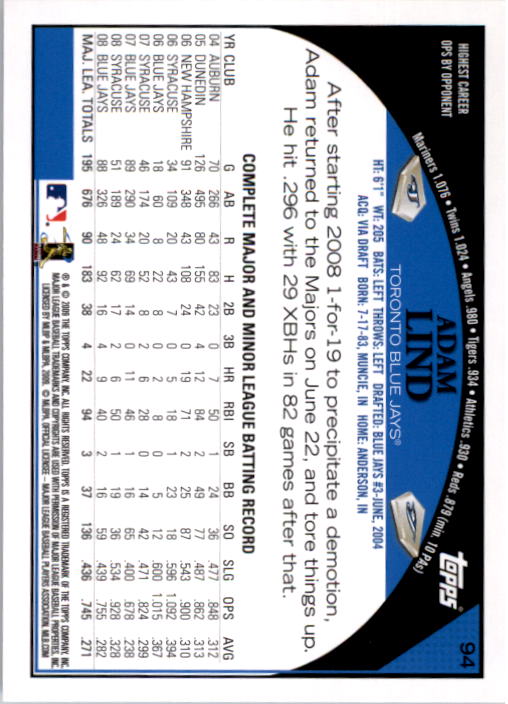 A1809- 2009 Topps Baseball Card #s 1-251 +Rookies -You Pick- 15+ FREE US SHIP - Picture 187 of 499