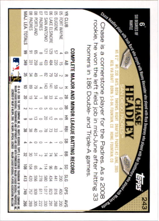 A1809- 2009 Topps Baseball Card #s 1-251 +Rookies -You Pick- 15+ FREE US SHIP - Picture 483 of 499