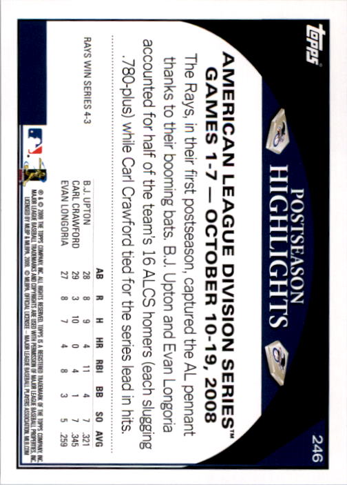 A1809- 2009 Topps Baseball Card #s 1-251 +Rookies -You Pick- 15+ FREE US SHIP - Picture 489 of 499