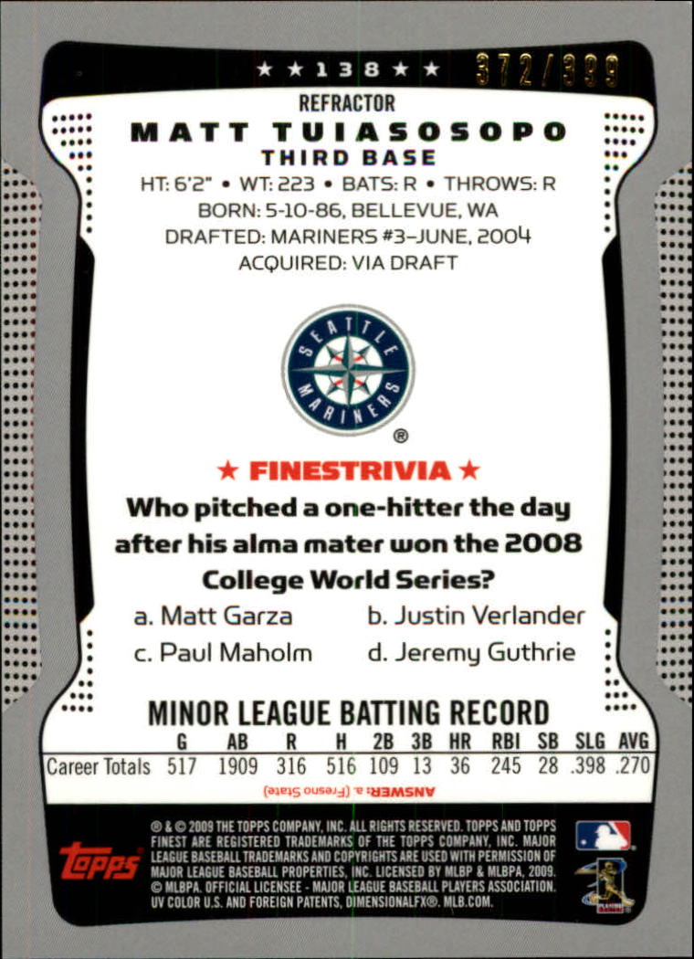 2009 Topps mejor béisbol refractor azul elige a tu jugador ¡completa tu conjunto! - Imagen 77 de 85