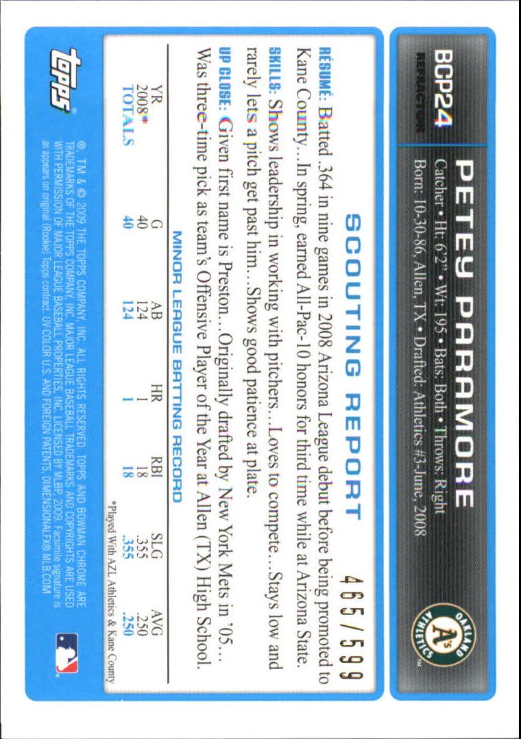 2009 Bowman Chrome Baseball Part 4 Prospects and Autograph Parallel Cards - Picture 17 of 109
