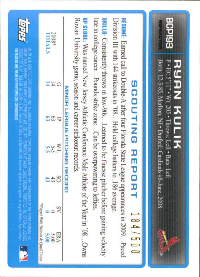 2009 Bowman Chrome Baseball Part 4 Prospects and Autograph Parallel Cards - Picture 47 of 109