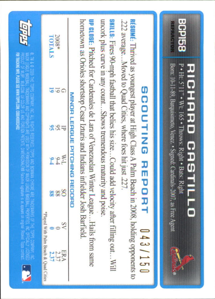 2009 Bowman Chrome Baseball Part 4 Prospects and Autograph Parallel Cards - Picture 7 of 109