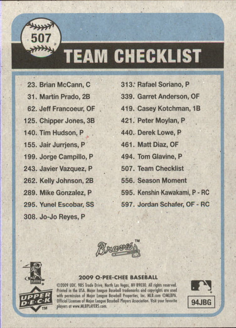 2009 O-Pee-Chee - Team Checklist #515 Seattle Mariners (RC)