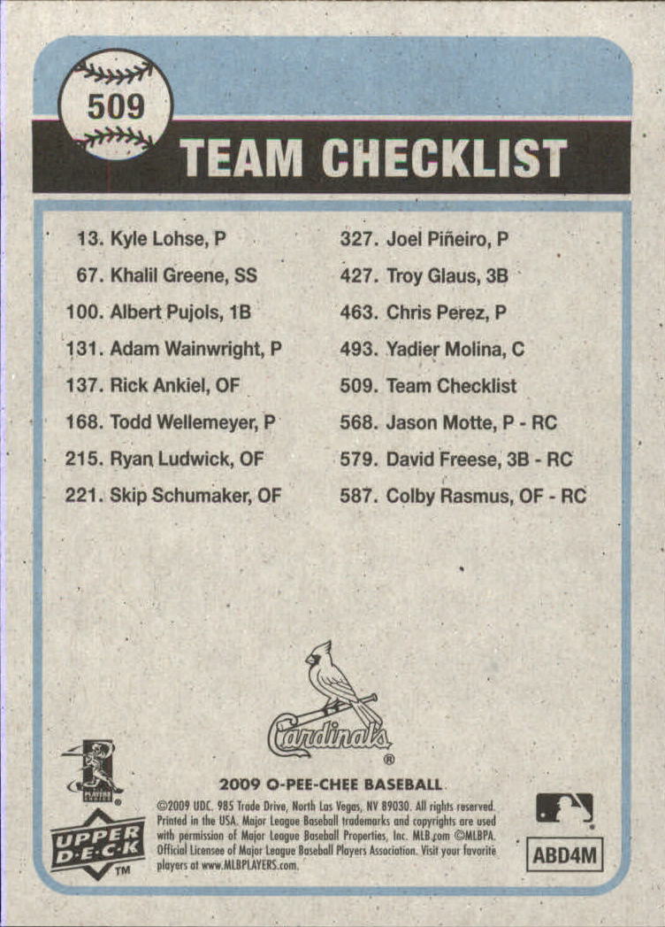 2009 O-Pee-Chee - Team Checklist #515 Seattle Mariners (RC)