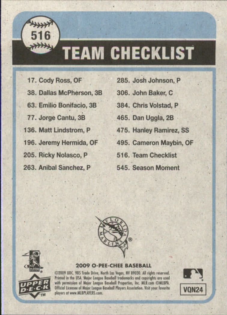 2009 O-Pee-Chee - Team Checklist #515 Seattle Mariners (RC)