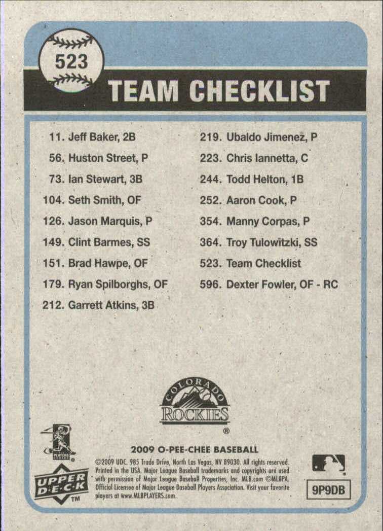 2009 O-Pee-Chee - Team Checklist #515 Seattle Mariners (RC)