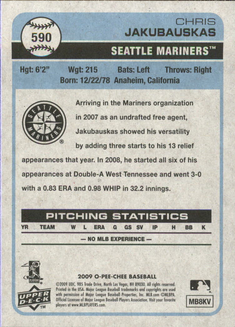 2009 O-Pee-Chee - Team Checklist #515 Seattle Mariners (RC)