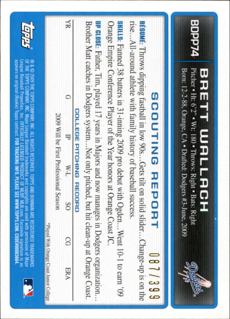 2009 Bowman Draft Baseball Part 2 Parallel Cards - Picture 161 of 387