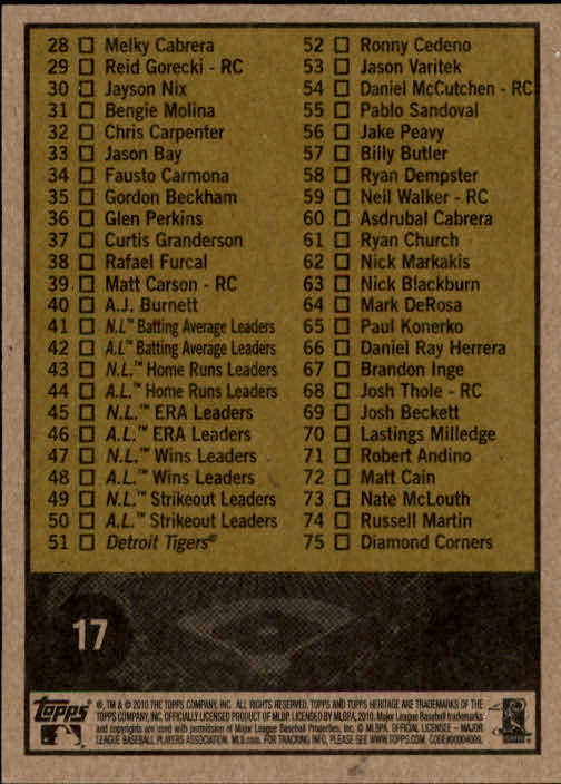 2010 Topps Heritage Baseball Card Pick 3-157 - Picture 21 of 189