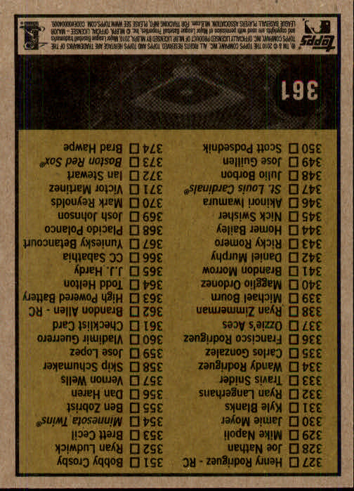 2010 Topps Heritage Baseball Card Pick 158-500 - Picture 267 of 380