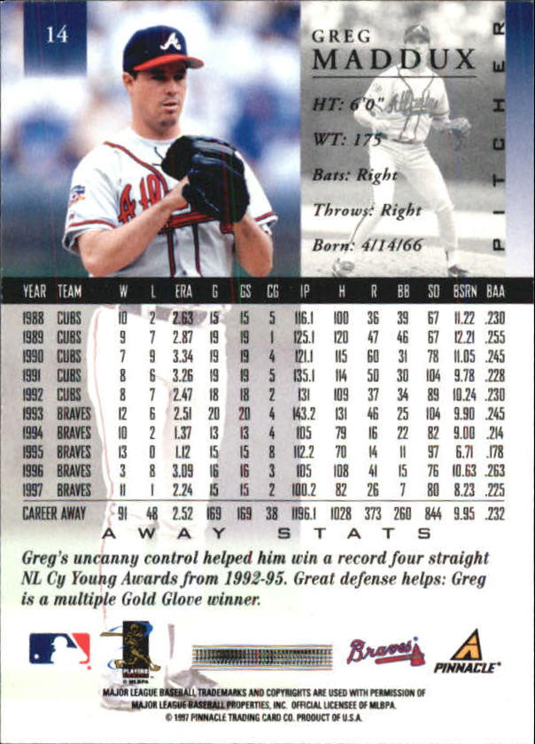 1998 Pinnacle Away Statistics Back Baseball Card Pick | eBay