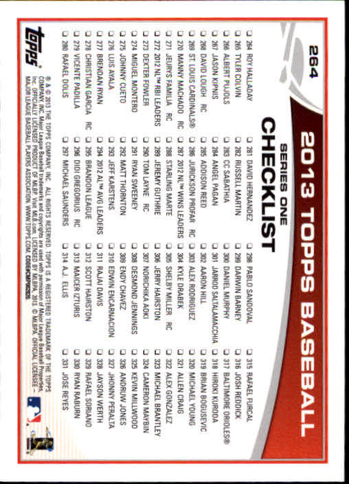 2013 Topps Baseball Card Pick 217-450 - Picture 95 of 454