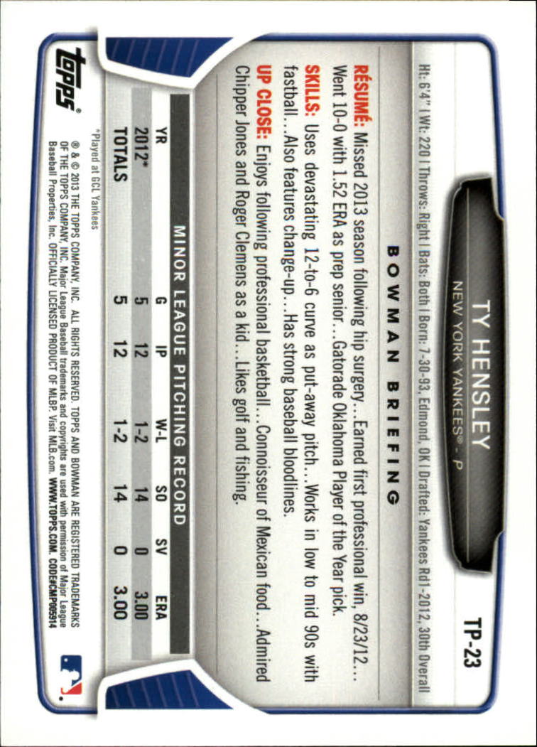 2013 Bowman Draft Baseball Part 2 - Picture 132 of 193