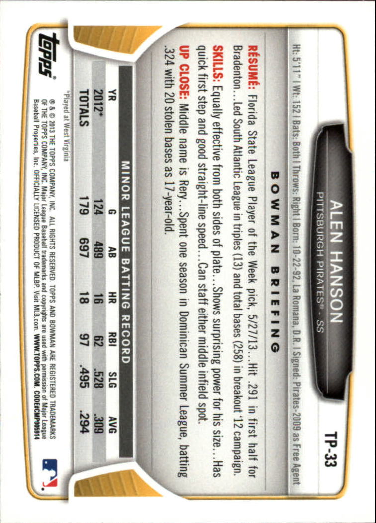 2013 Bowman Draft Baseball Part 2 - Picture 152 of 193