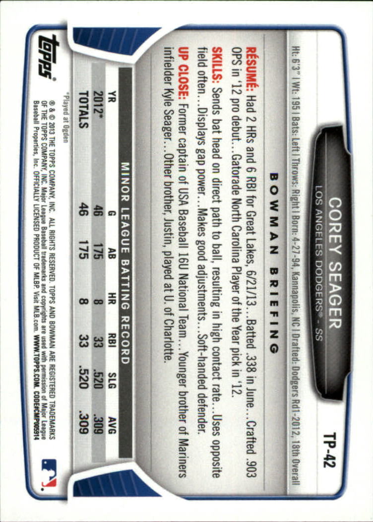 2013 Bowman Draft Baseball Part 2 - Picture 170 of 193