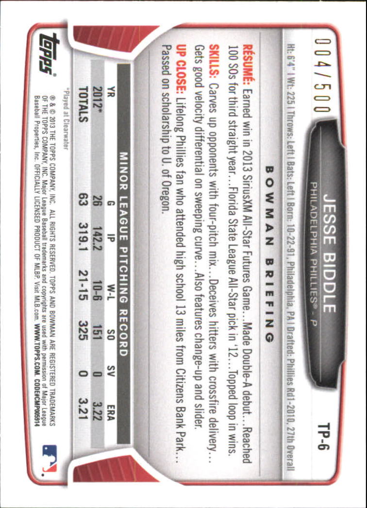 2013 Bowman Draft Baseball Part 2 - Picture 180 of 193