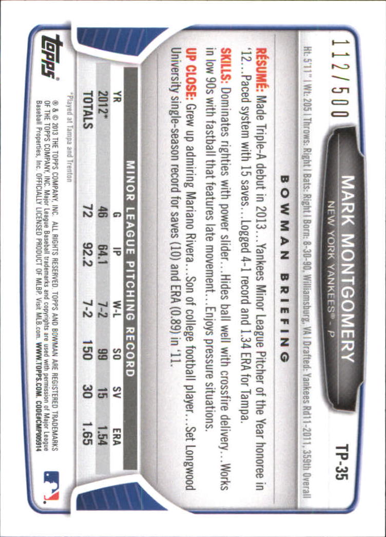 2013 Bowman Draft Baseball Part 2 - Picture 186 of 193