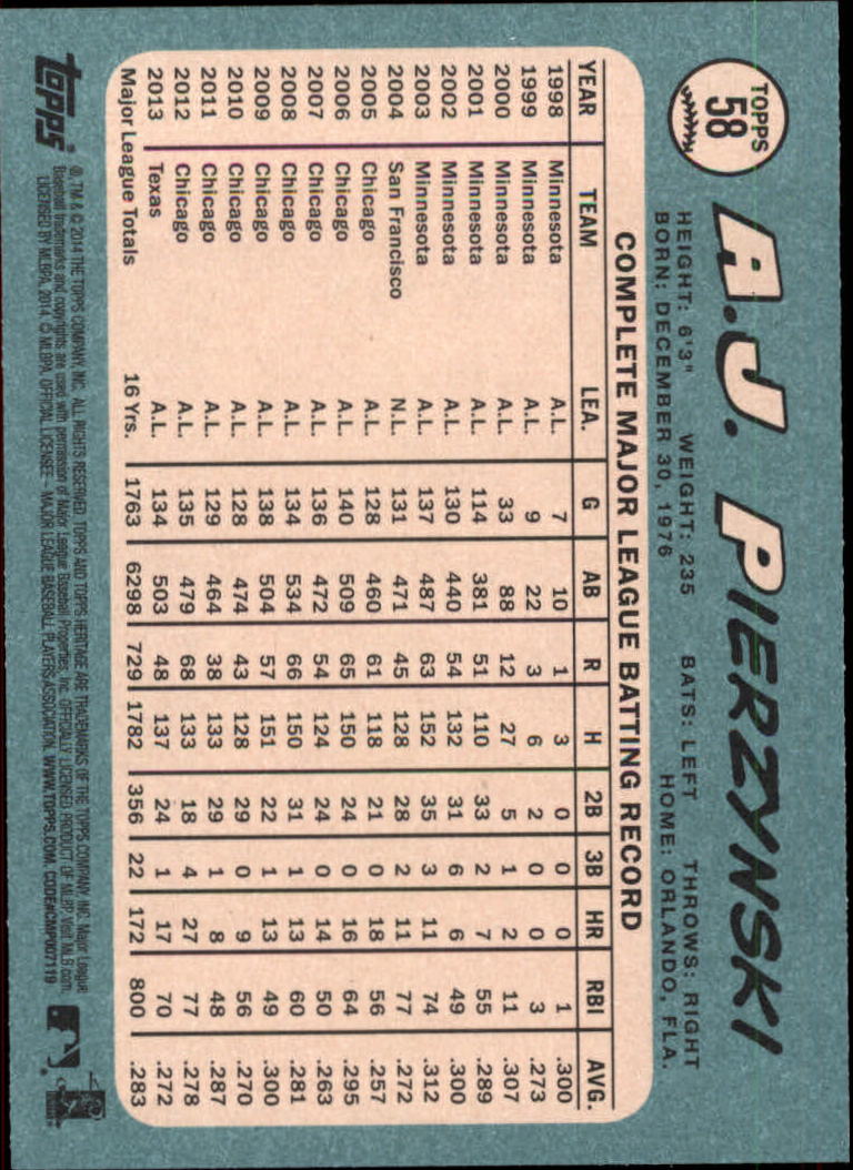 2014 Topps Heritage Baseball Card Pick 2-262 - Picture 107 of 489