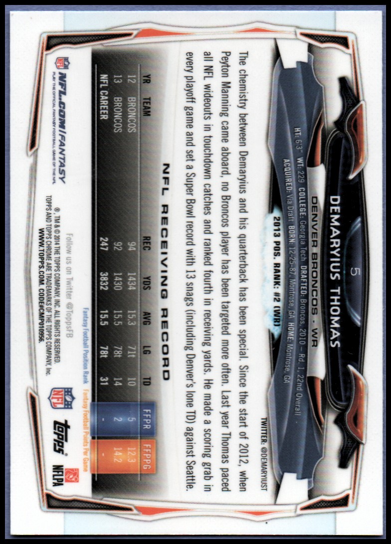 2014 Topps Chrome Football Part 1 Main Set Cards #1 to #220 - Picture 11 of 415