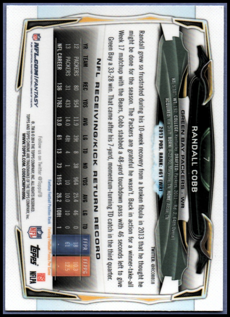 2014 Topps Chrome Football Part 1 Main Set Cards #1 to #220 - Picture 15 of 415