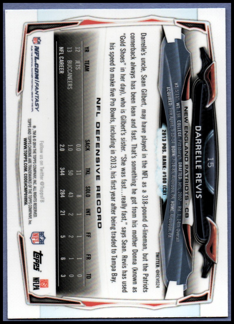 2014 Topps Chrome Football Part 1 Main Set Cards #1 to #220 - Picture 31 of 415