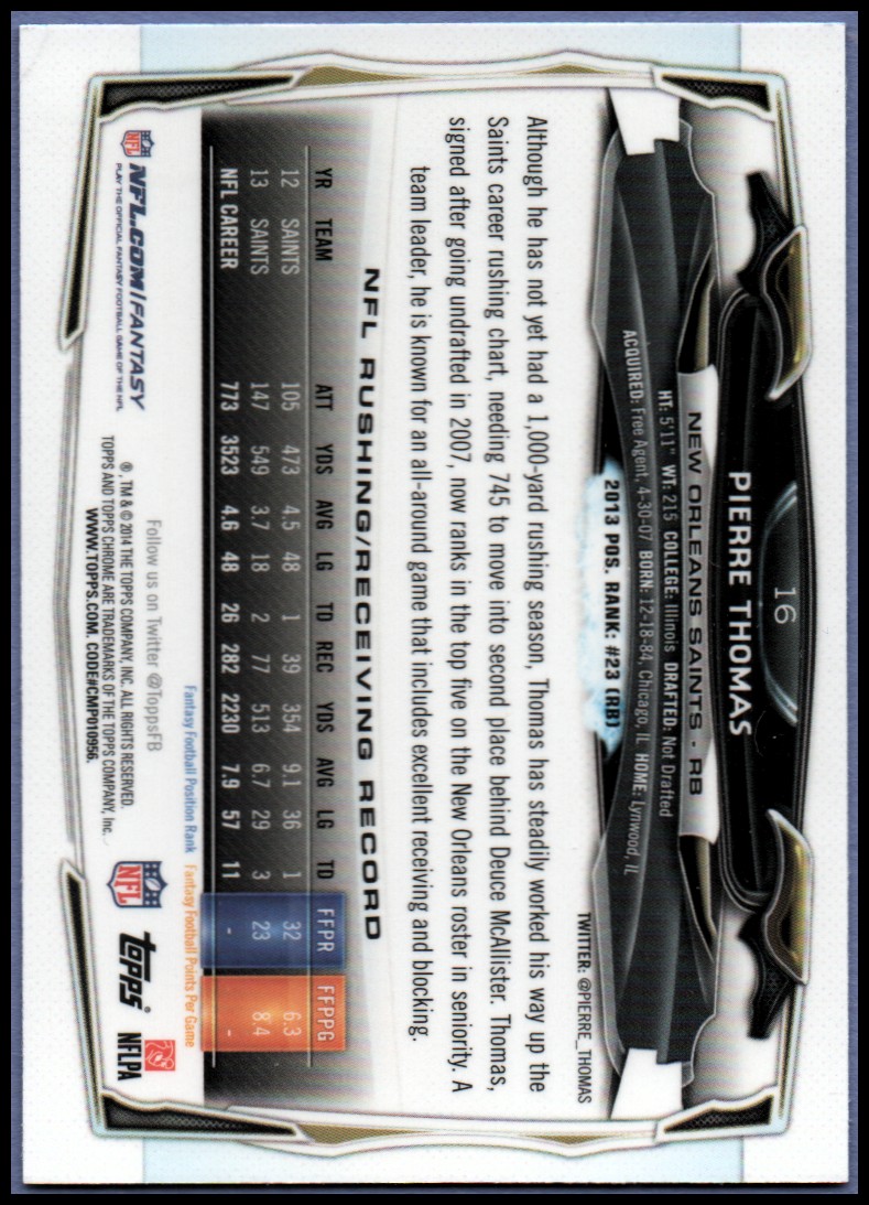2014 Topps Chrome Football Part 1 Main Set Cards #1 to #220 - Picture 33 of 415