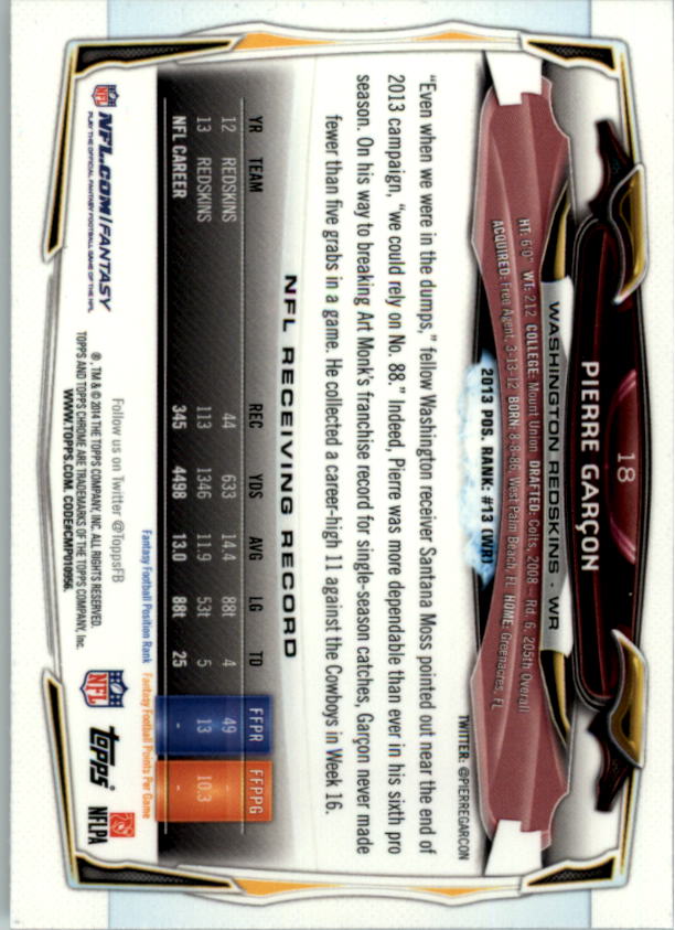 2014 Topps Chrome Football Part 1 Main Set Cards #1 to #220 - Picture 37 of 415