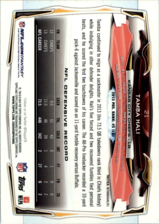 2014 Topps Chrome Football Part 1 Main Set Cards #1 to #220 - Picture 43 of 415