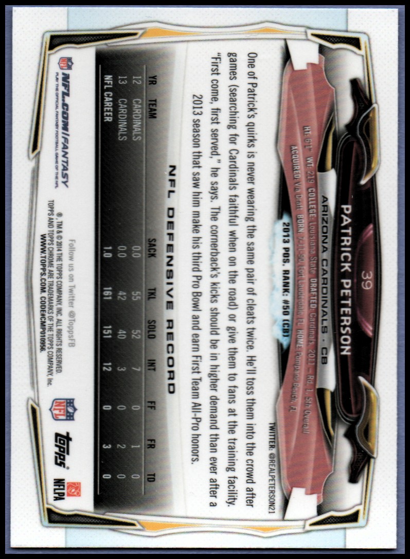 2014 Topps Chrome Football Part 1 Main Set Cards #1 to #220 - Picture 79 of 415