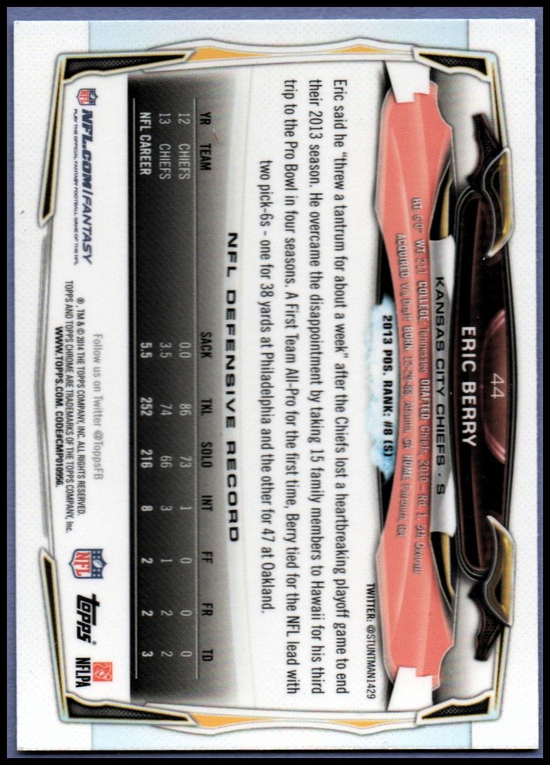 2014 Topps Chrome Football Part 1 Main Set Cards #1 to #220 - Picture 87 of 415