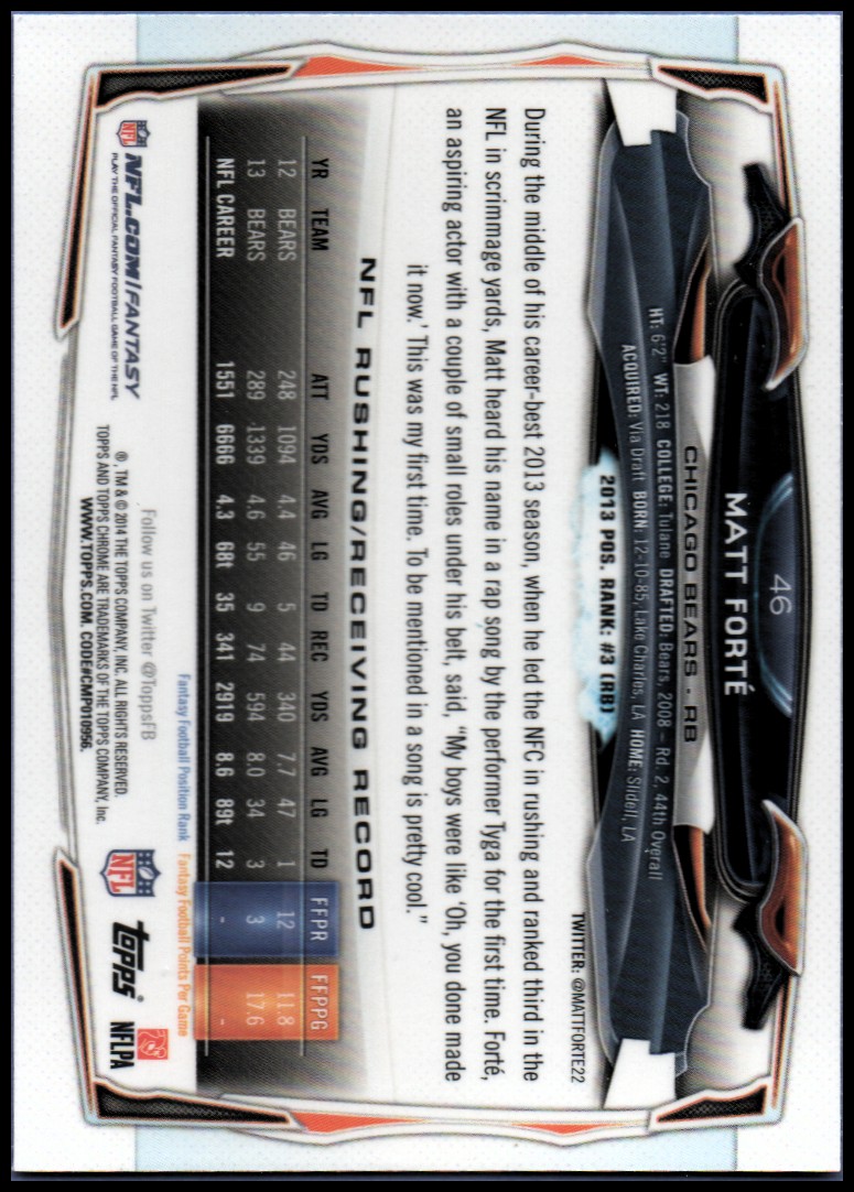 2014 Topps Chrome Football Part 1 Main Set Cards #1 to #220 - Picture 91 of 415