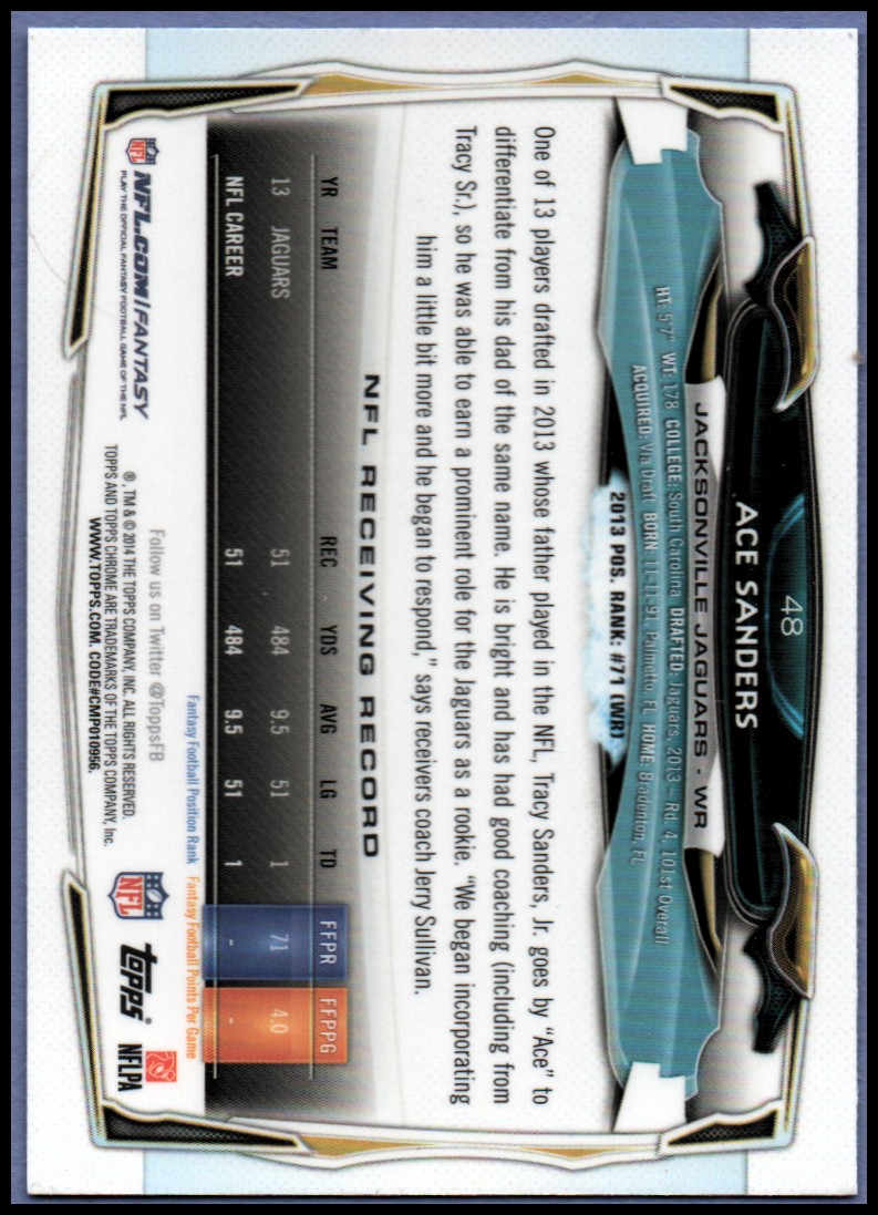2014 Topps Chrome Football Part 1 Main Set Cards #1 to #220 - Picture 95 of 415