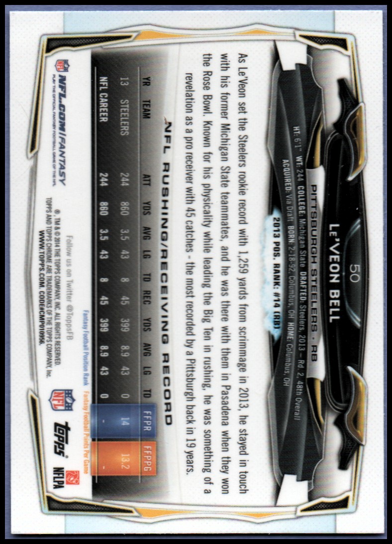 2014 Topps Chrome Football Part 1 Main Set Cards #1 to #220 - Picture 99 of 415