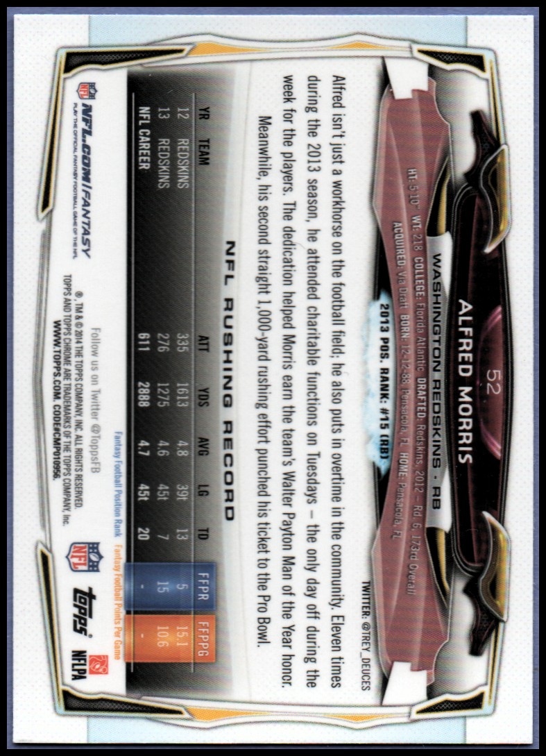 2014 Topps Chrome Football Part 1 Main Set Cards #1 to #220 - Picture 103 of 415