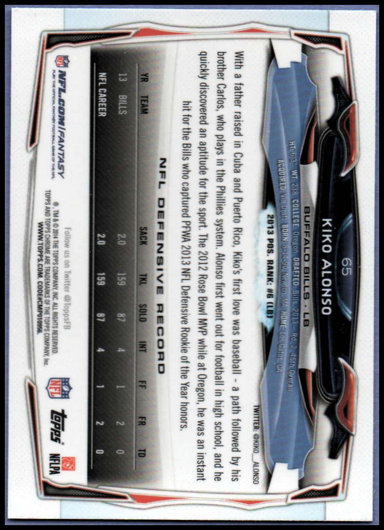 2014 Topps Chrome Football Part 1 Main Set Cards #1 to #220 - Picture 131 of 415