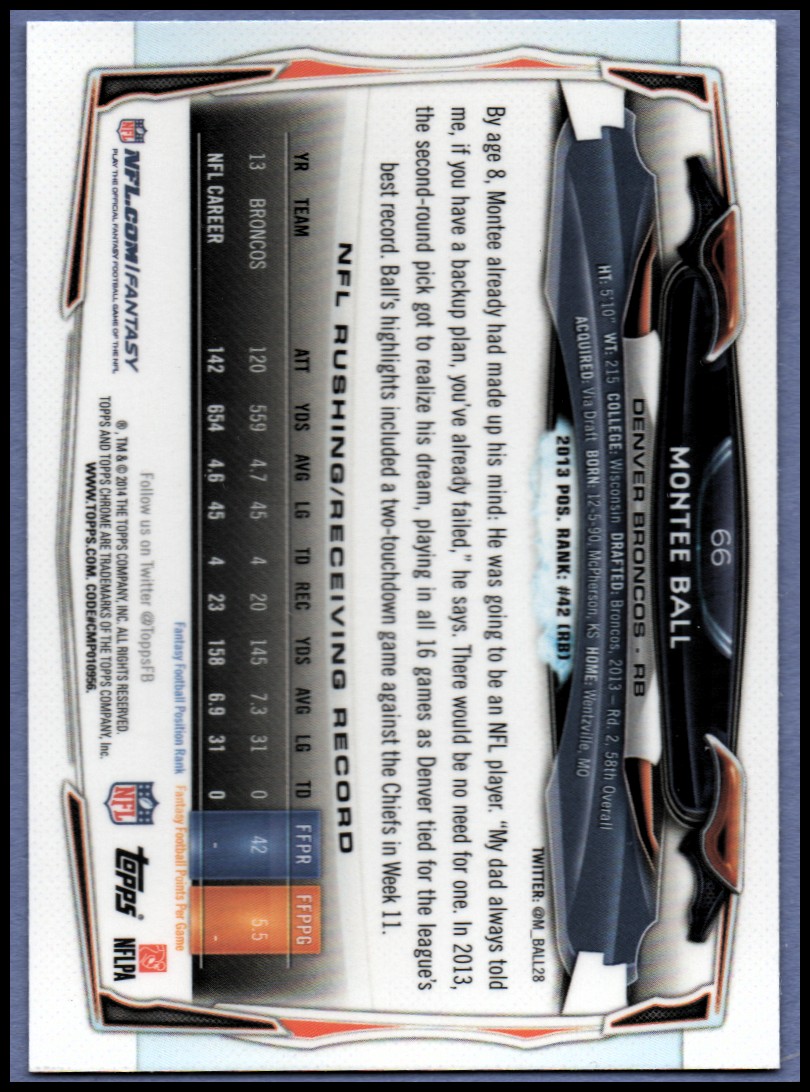 2014 Topps Chrome Football Part 1 Main Set Cards #1 to #220 - Picture 133 of 415