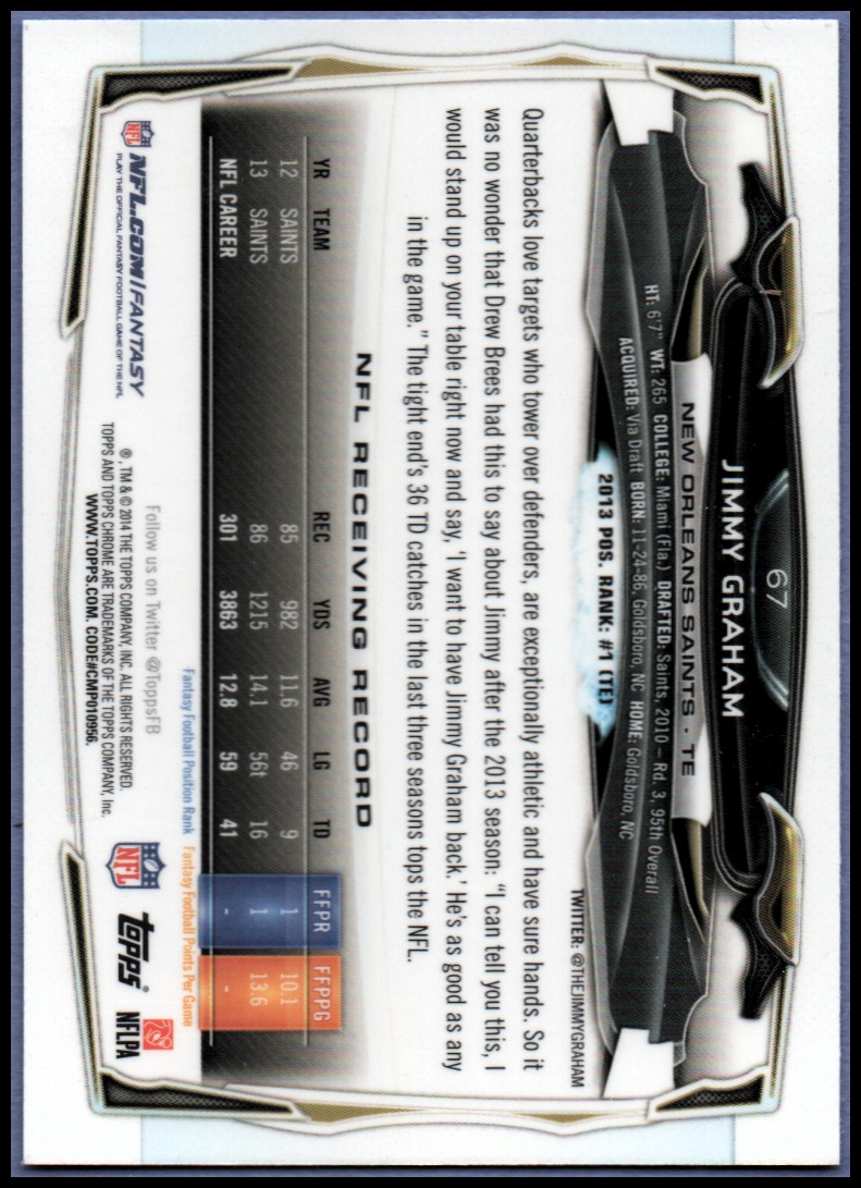 2014 Topps Chrome Football Part 1 Main Set Cards #1 to #220 - Picture 135 of 415