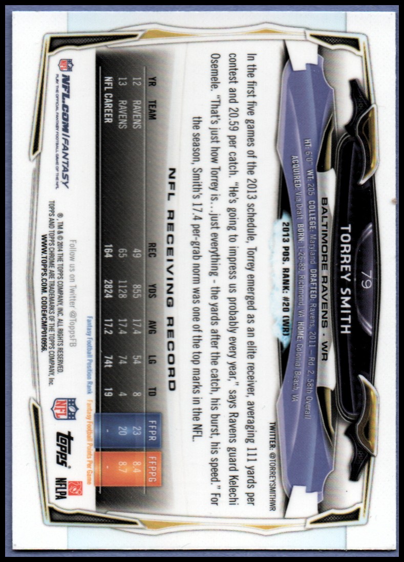 2014 Topps Chrome Football Part 1 Main Set Cards #1 to #220 - Picture 159 of 415