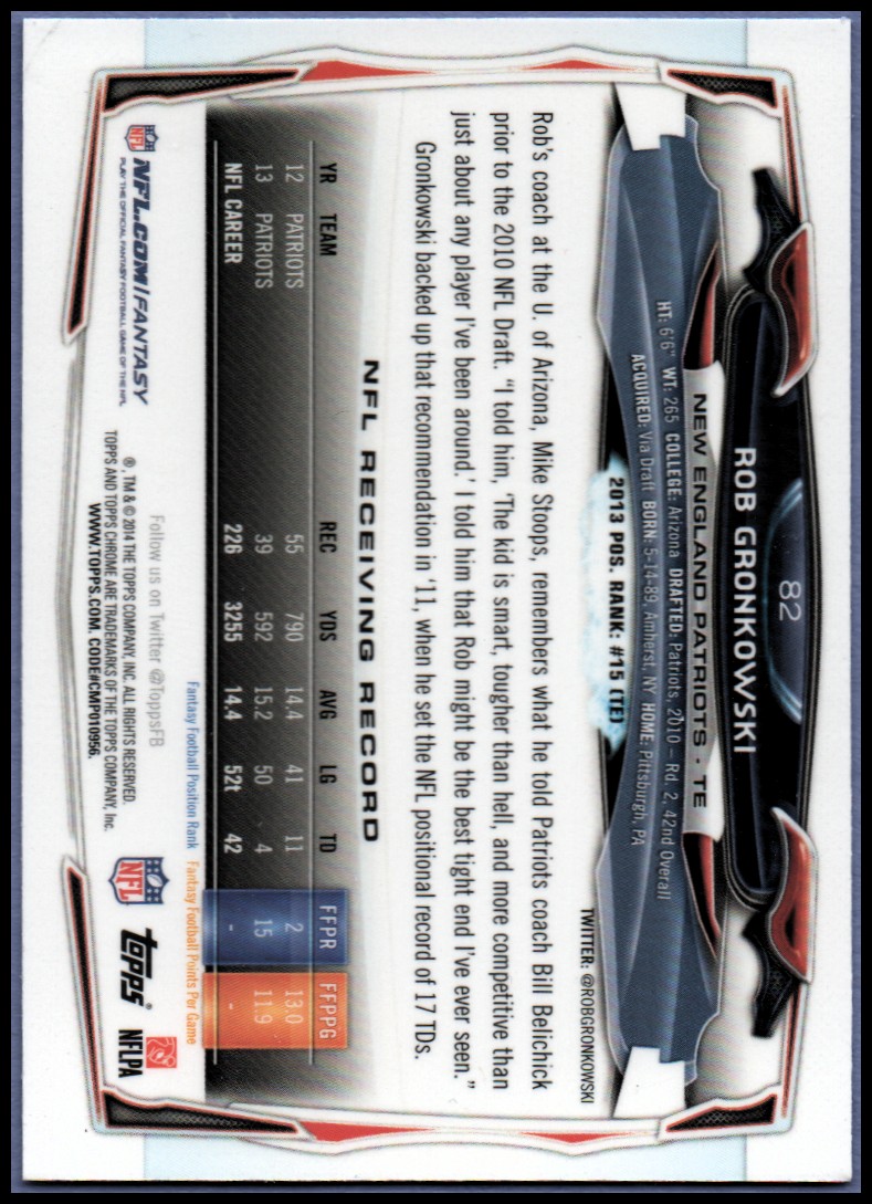 2014 Topps Chrome Football Part 1 Main Set Cards #1 to #220 - Picture 165 of 415