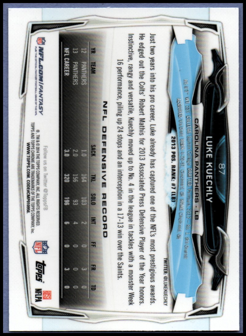 2014 Topps Chrome Football Part 1 Main Set Cards #1 to #220 - Picture 173 of 415
