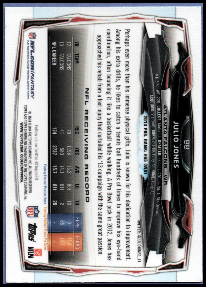 2014 Topps Chrome Football Part 1 Main Set Cards #1 to #220 - Picture 175 of 415