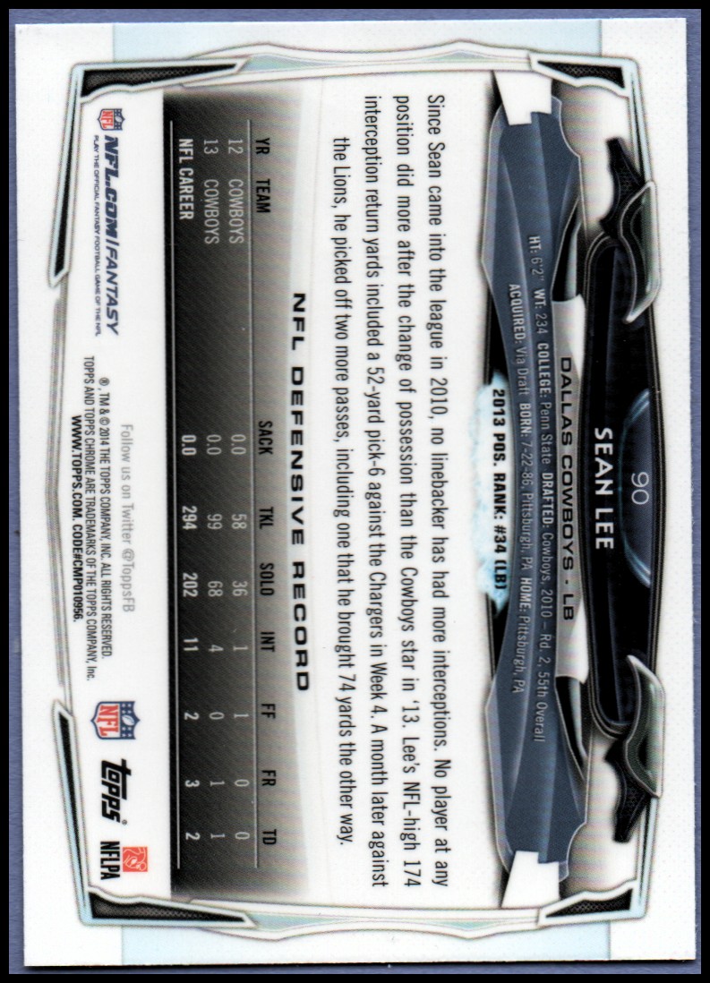 2014 Topps Chrome Football Part 1 Main Set Cards #1 to #220 - Picture 179 of 415