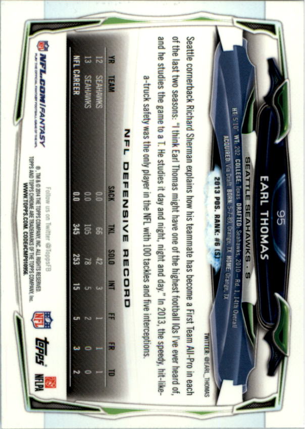 2014 Topps Chrome Football Part 1 Main Set Cards #1 to #220 - Picture 189 of 415