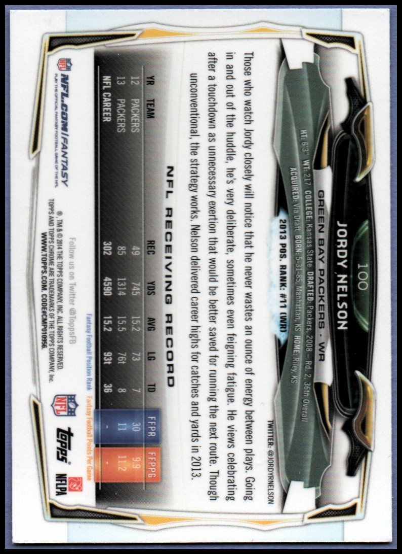 2014 Topps Chrome Football Part 1 Main Set Cards #1 to #220 - Picture 199 of 415
