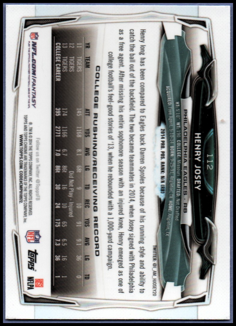 2014 Topps Chrome Football Part 1 Main Set Cards #1 to #220 - Picture 219 of 415