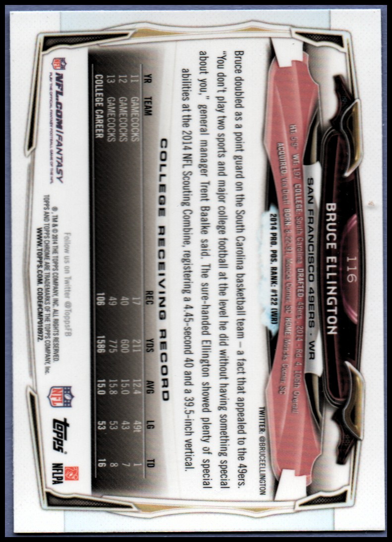 2014 Topps Chrome Football Part 1 Main Set Cards #1 to #220 - Picture 227 of 415