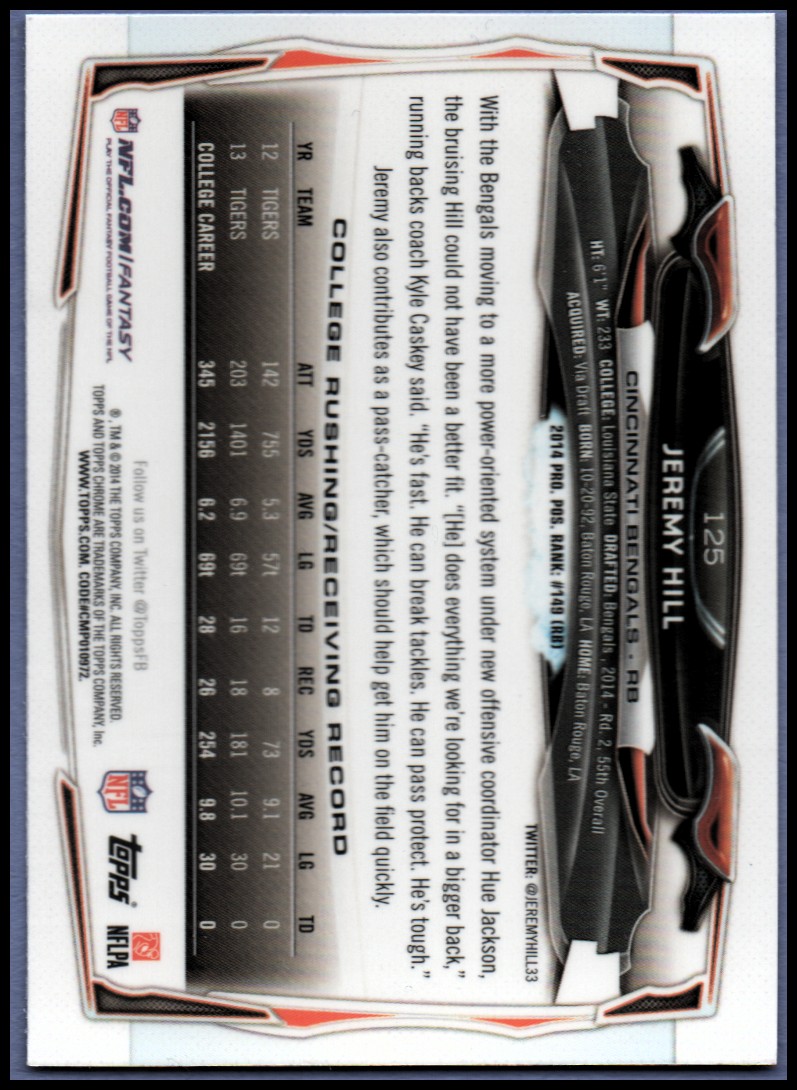 2014 Topps Chrome Football Part 1 Main Set Cards #1 to #220 - Picture 243 of 415
