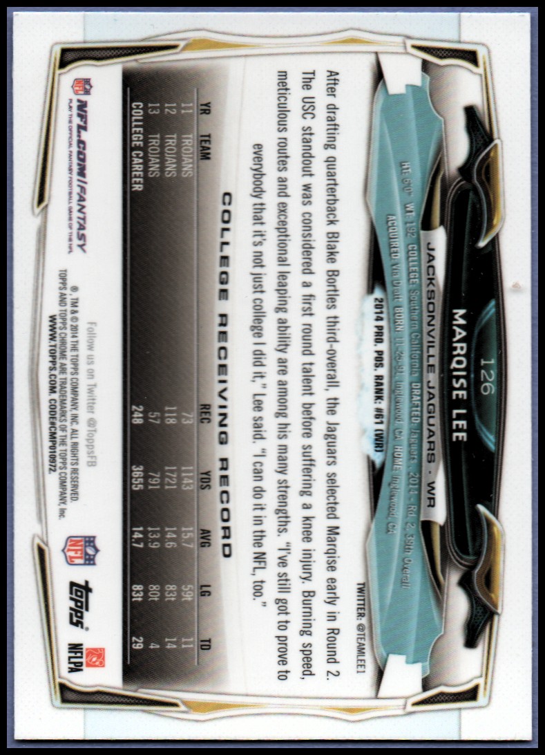 2014 Topps Chrome Football Part 1 Main Set Cards #1 to #220 - Picture 245 of 415